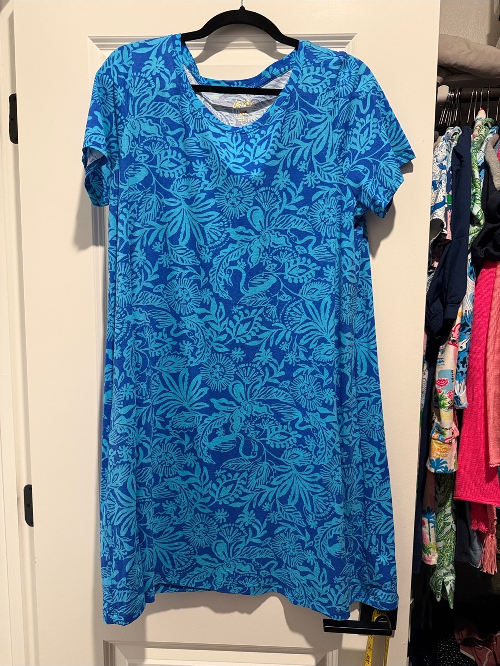 Lilly Pulitzer Blue Floral Short-Sleeve Cody Dress